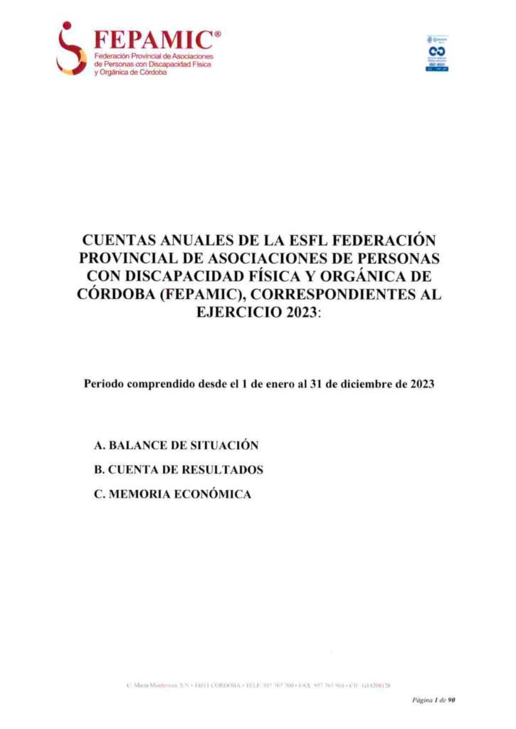 Cuentas anuales Fepamic 2023