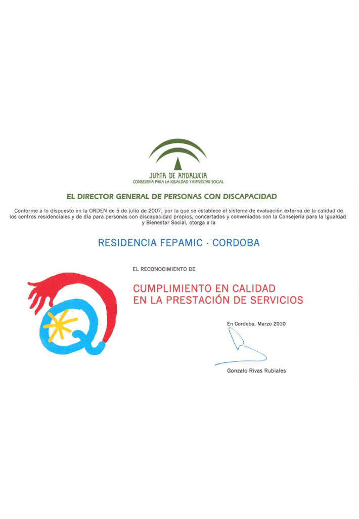 CERTIFICA LA JUNTA DE ANDALUCÍA